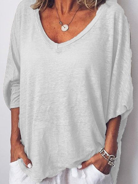 Leisure Women's Dress Peach Collar Batwing Sleeve T-shirt
