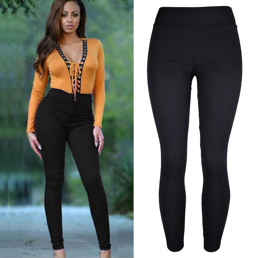 Autumn Women's High Ol Commuting Waist Skinny Cropped Pencil Casual Pants