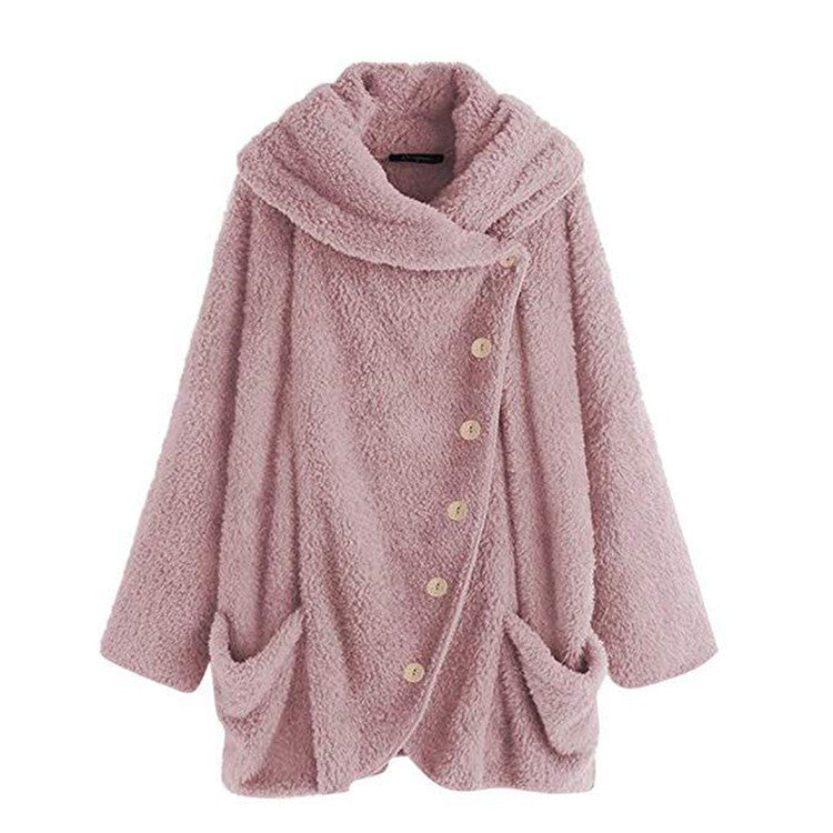 Autumn Soft Slim Fit Plush Button Top Single-breasted Coat