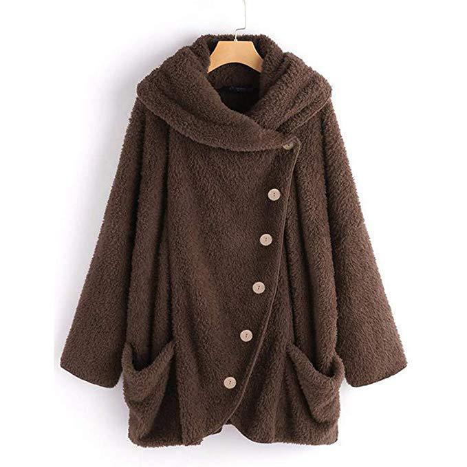 Autumn Soft Slim Fit Plush Button Top Single-breasted Coat