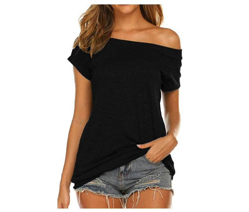 Long Sleeve Summer Off-shoulder Casual Women Sexy T-shirt