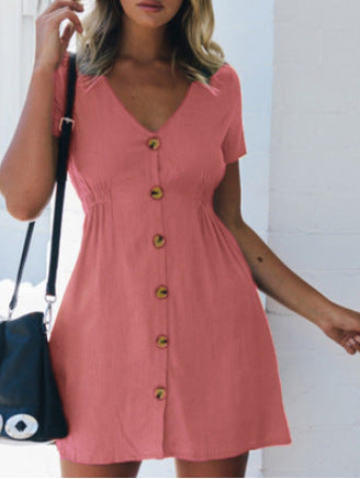 Mujer sólido sólido color hipster color en v conta delgada botón de ajuste delgado