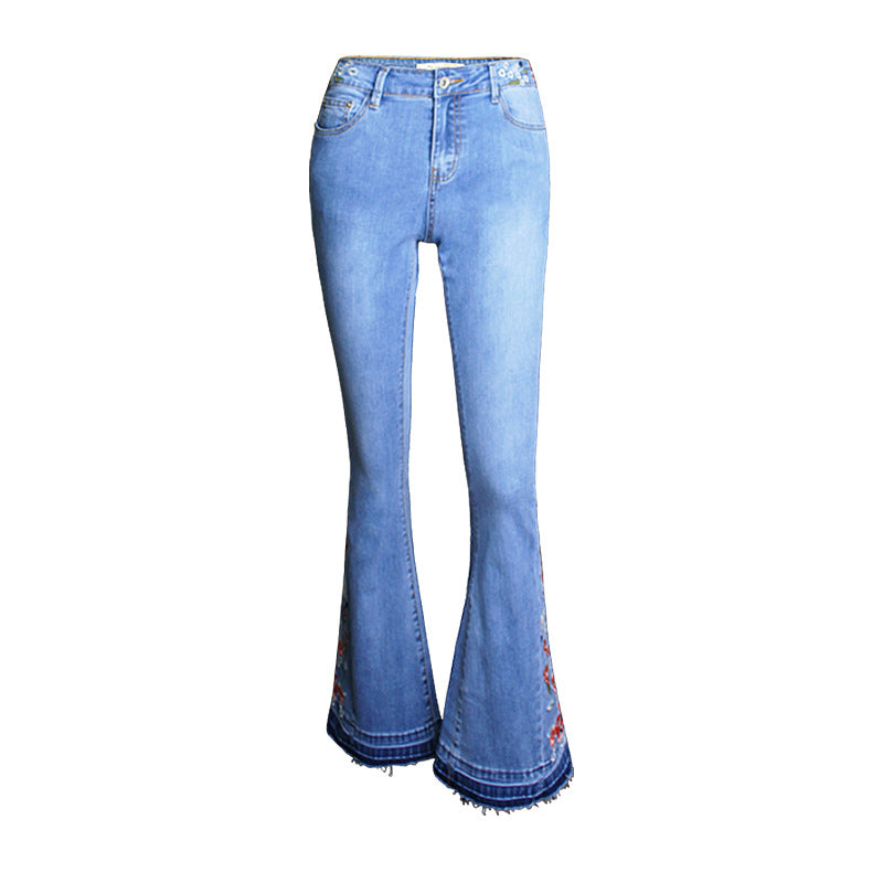 Wzór damskich spodni dżinsowych dżinsko-bottomowy hafty haftowe