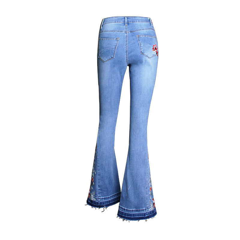Wzór damskich spodni dżinsowych dżinsko-bottomowy hafty haftowe