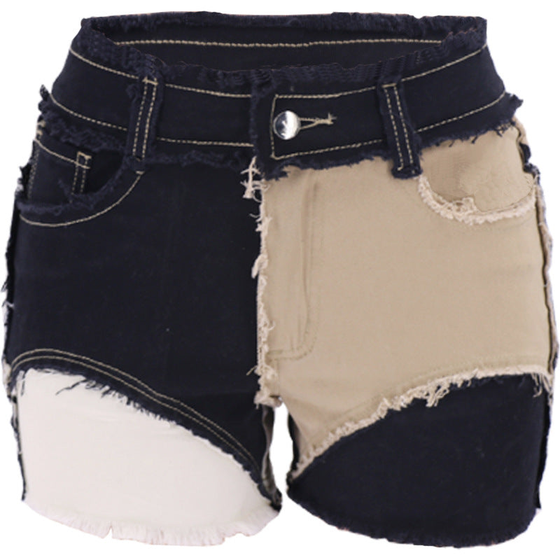 Shorts di jeans da donna elastico con cerniera elastica di primavera