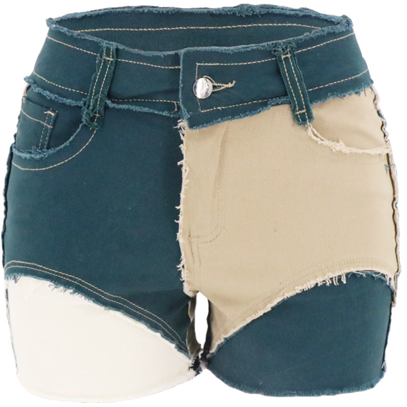 Spring Zipper Mehrfarbige elastische Damen-Denim-Shorts