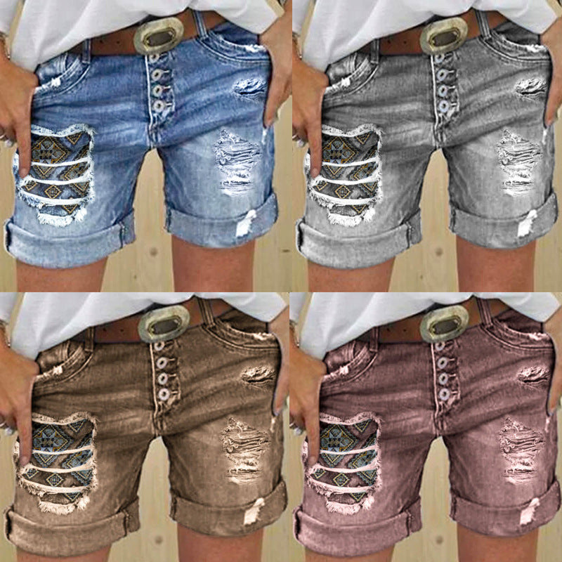 Letnie patchwork kowbojski dżinsy luźne haftowane spodnie damskie spodnie
