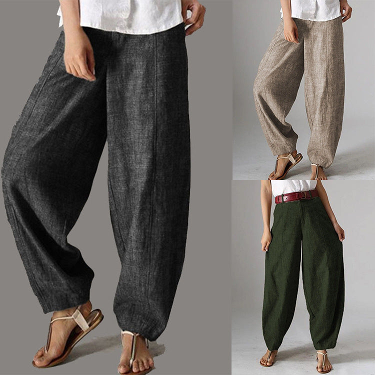Women's Pants Solid Temperament Commute Color High Waist Wide Leg Casual Trousers