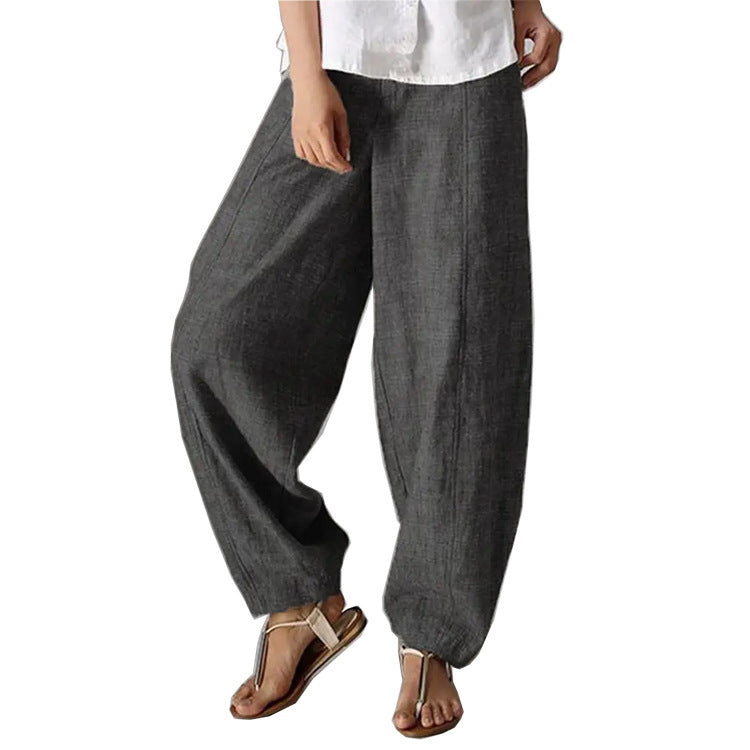 Pantalones de mujer Temperamento sólido Color de conmutación de pantalones casuales de pierna ancha