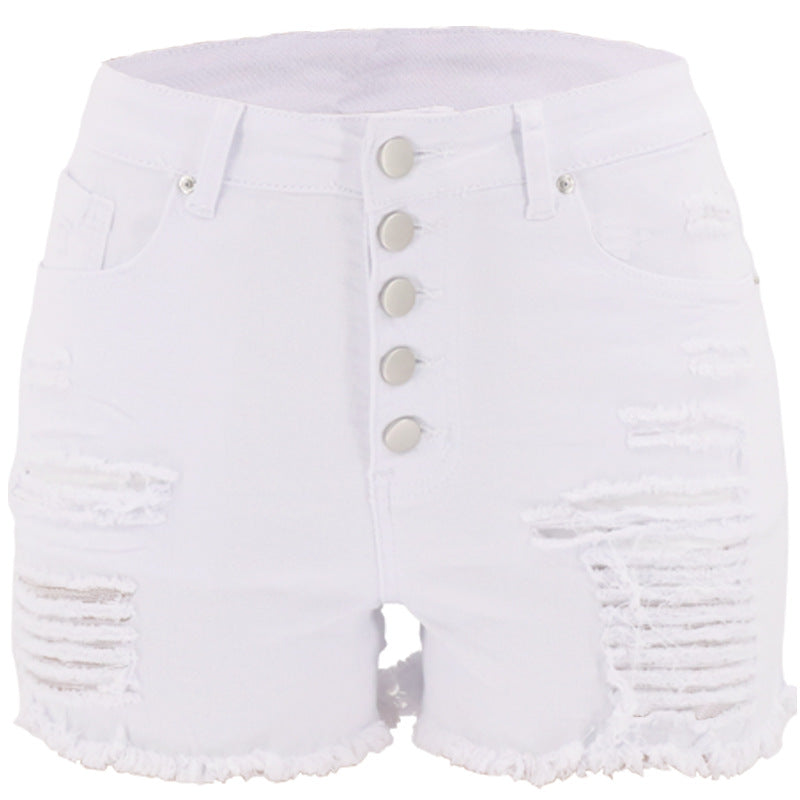 Temperament Tragnetto Straight Wipping High Want Lavato Mano di cotone bianco sfilacciato jeans femminile