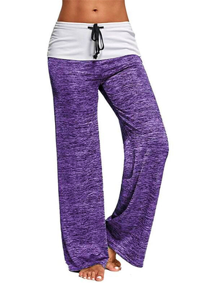 Patchwork Yoga Sports Street Hipster Spodni na zewnątrz swobodne spodnie z szerokopokiemnotami