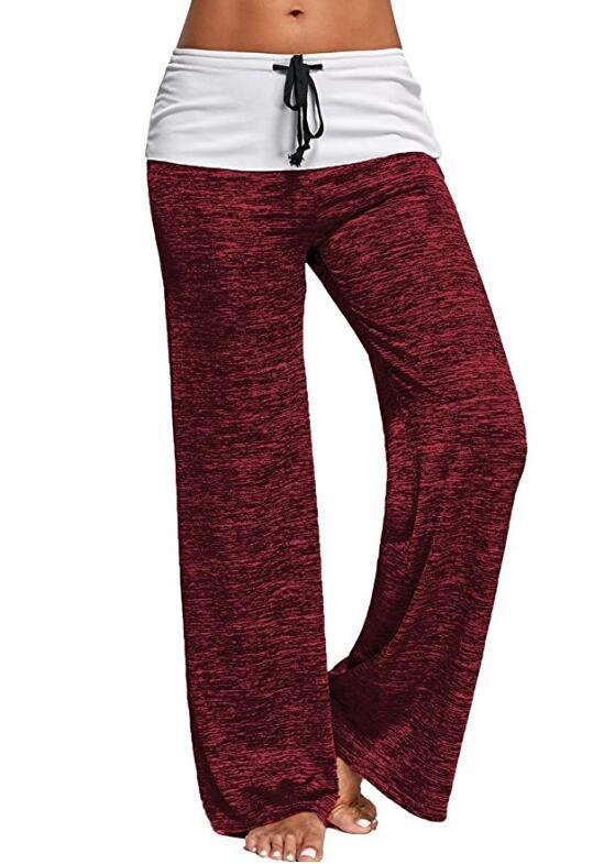 Patchwork Yoga Sports Street Pantalones hipster al aire libre Pantalones de caída ancha al aire libre