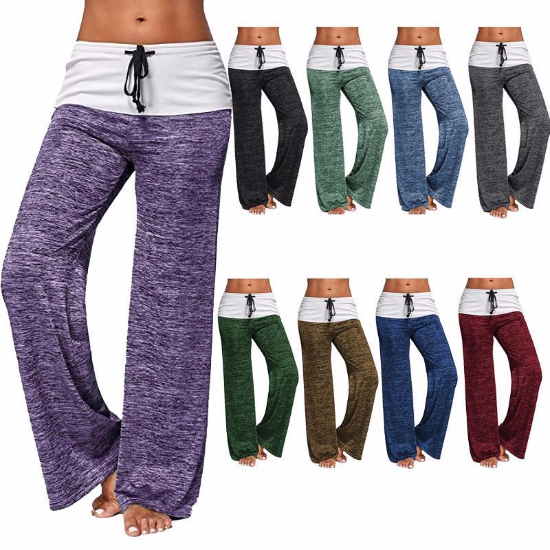 Patchwork Yoga Sports Street Hipster Trousers Outdoor Casual Wide-leg Pants