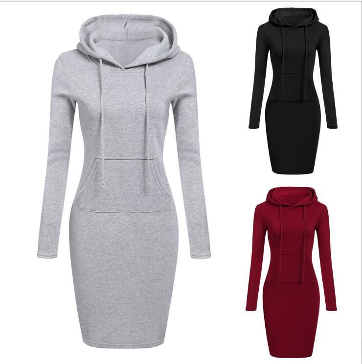 Women Round Neck Hooded Lace-up Pocket Long Sleeve Sweater