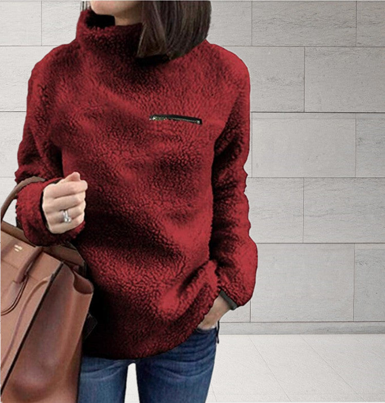 Solidny kolor jesienny swetry damski zamek błyskawiczny
