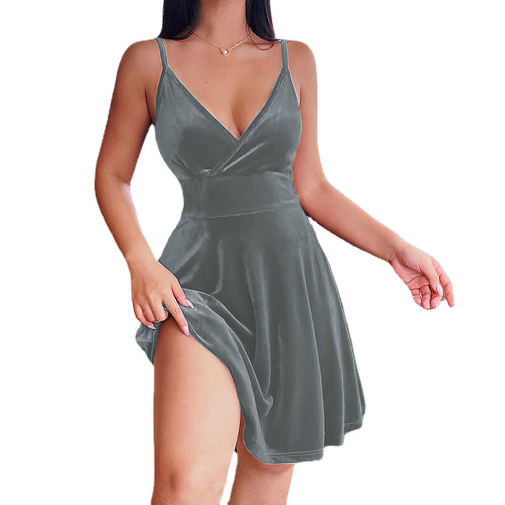 Backless Seksowna wysoka talia niska niska V-deck wdzięczna modna impreza wieczorna elegancka spódnica