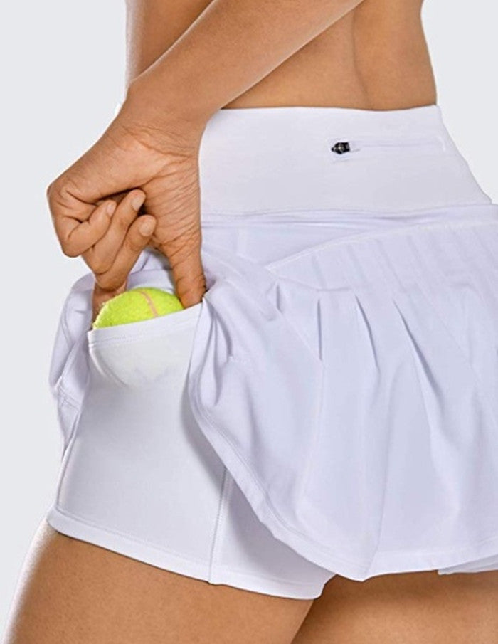 Sporty kobiet kuliste w połowie pucha plisowane plisowane tylne szorty z kieszeni