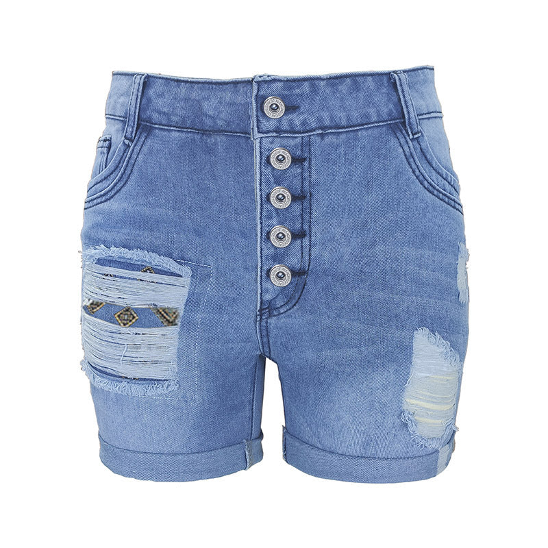 Patchwork de verano jeans vaqueros bordados pantalones para mujeres