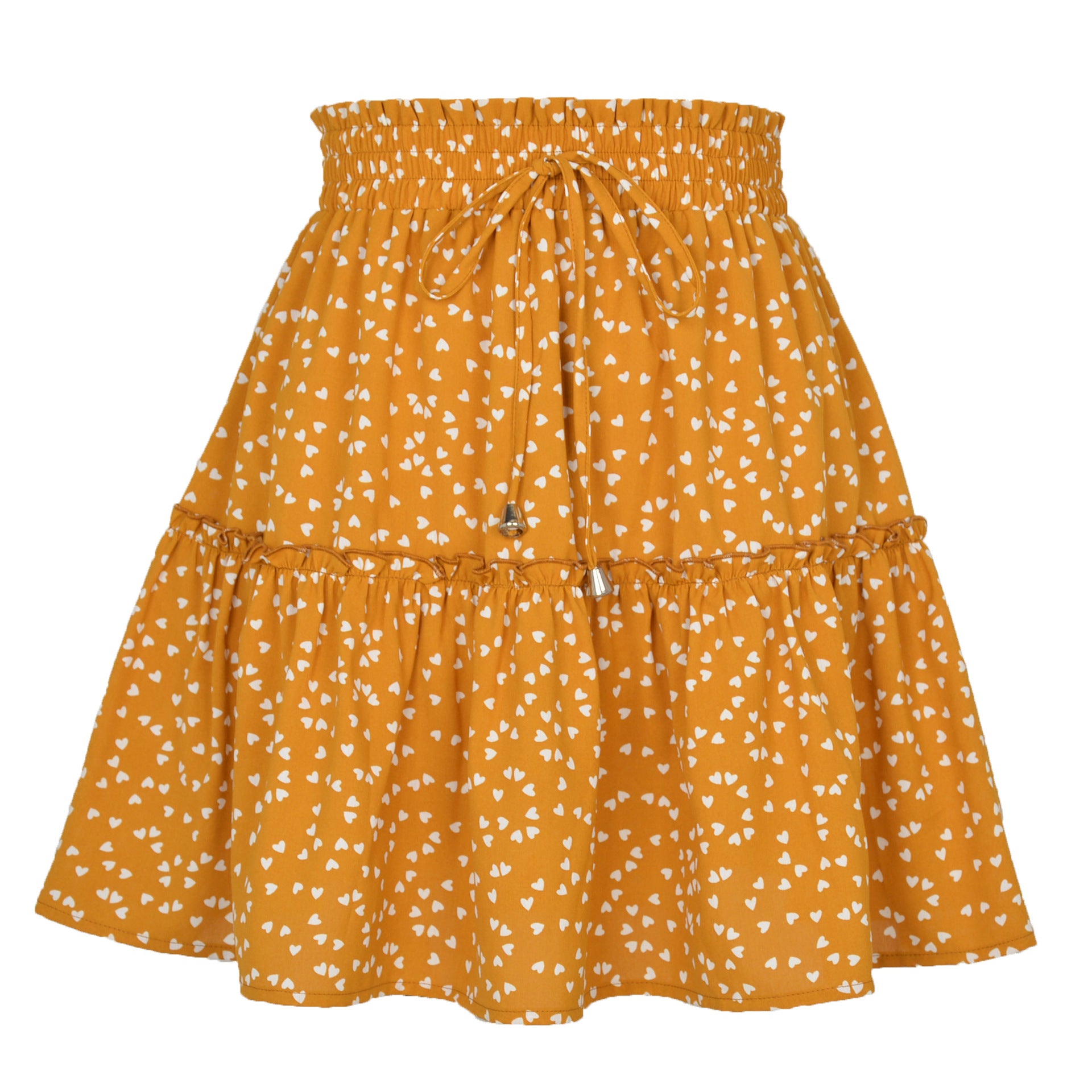Petite jupe courte florale en fibre de polyester imprimée à la mode pour femmes