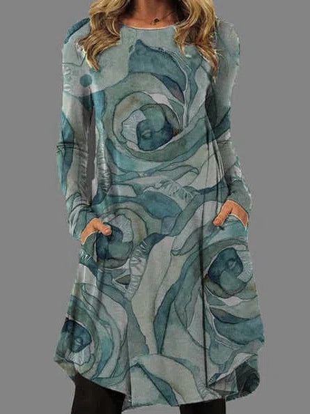 Elegancki cyfrowy druk Atrakcyjna damska moda retro sukienka retro