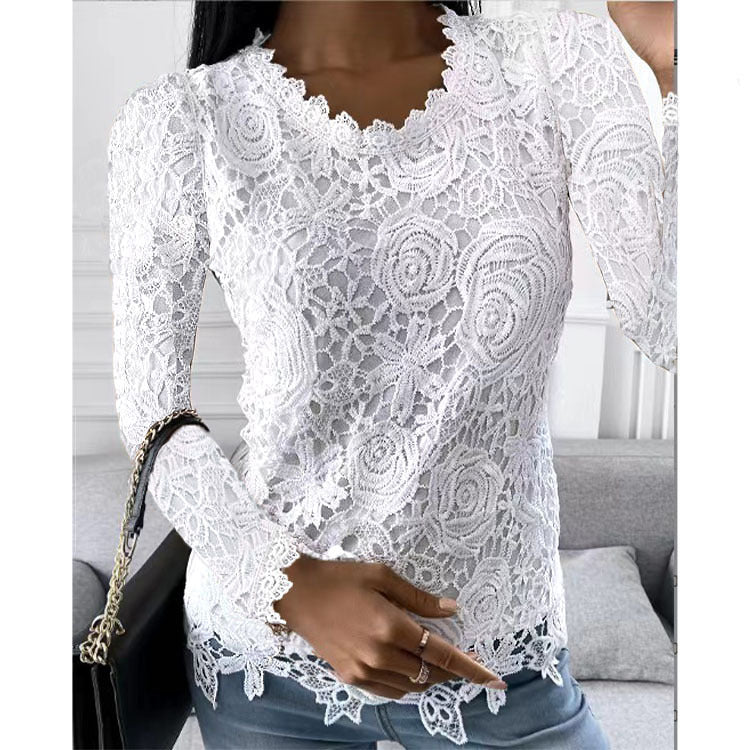 Creative Slim Fit Fit Women's Lace Sleeved Top