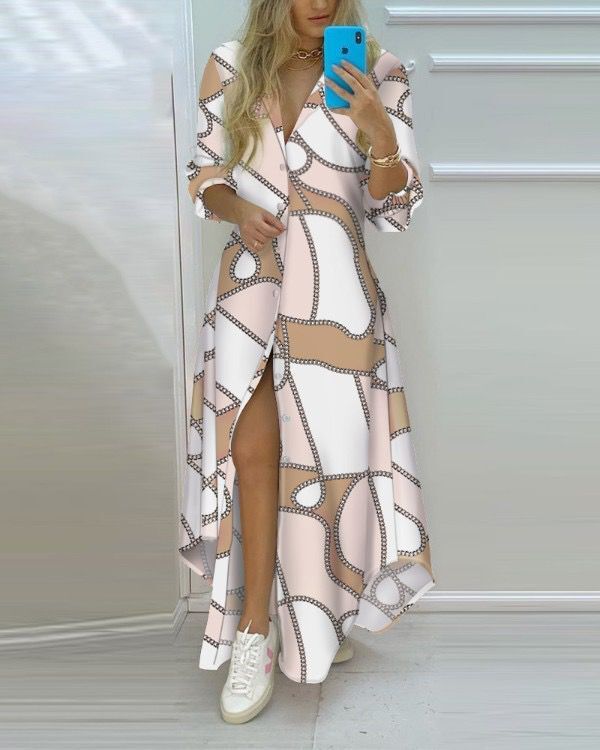 Vestido sexy estampado de impresión digital larga estampada