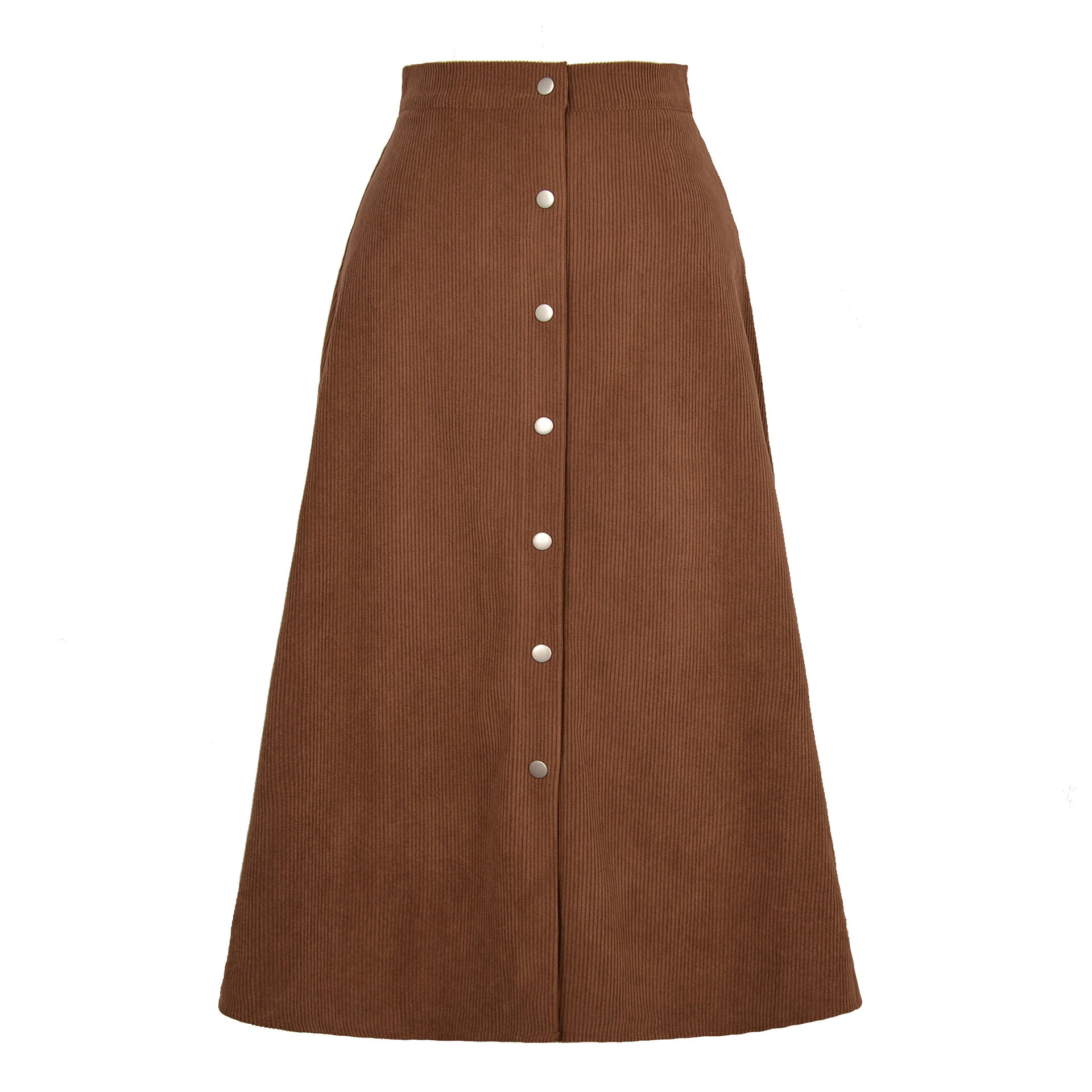 Button Women's Corduroy Single-breasted High Waist Long Skirt