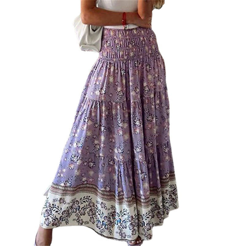 Women's Printed Casual Street Hipster High Waist Long Skirt