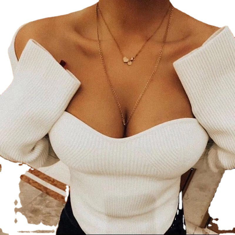 Beautiful Stylish Pullover Women's Stretch Shoulder-baring Sweater