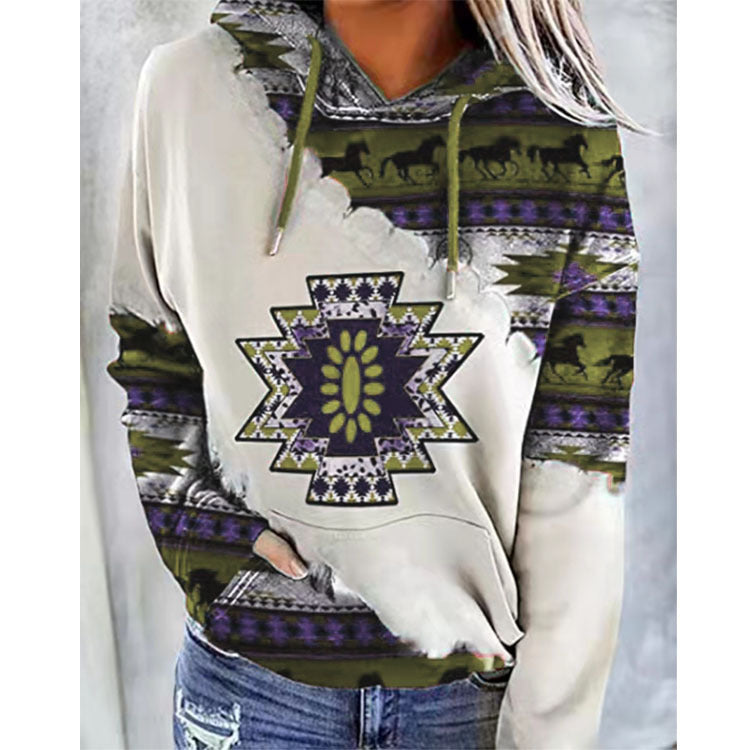 Impresión creativa atractiva suéter con estampado de mujer glamoroso