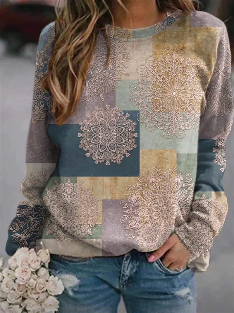 Kolorowe szwy okrągłe szyi miejskie wypoczynek wielokolorowy sweter damski