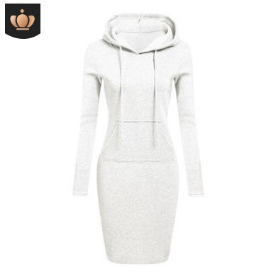 Women Round Neck Hooded Lace-up Pocket Long Sleeve Sweater