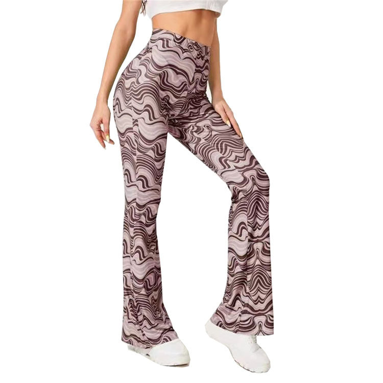 Women's Ripple Pattern Yoga Casual Pants Bell-bottom