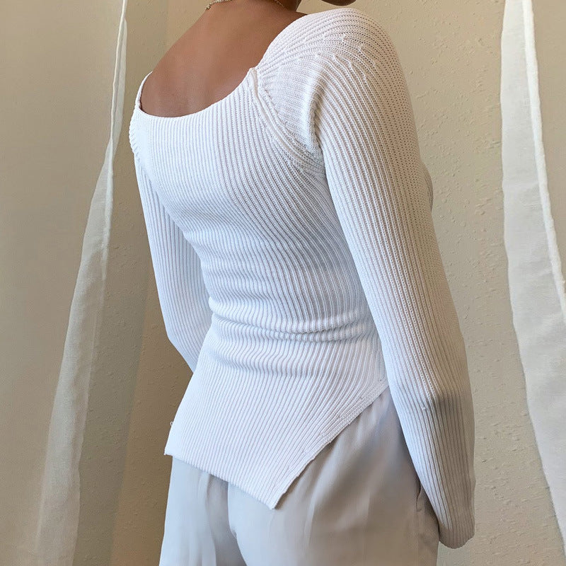 Bonito suéter estriado de pullover elegante feminino