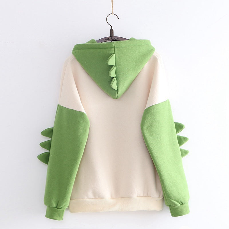 Locker bedruckter Winterpullover für Damen in Dinosaurier-Farbe
