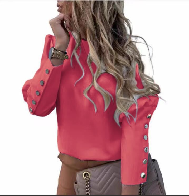 Botão de pulôver de mangas compridas femininas camisa impressa de abacaxi