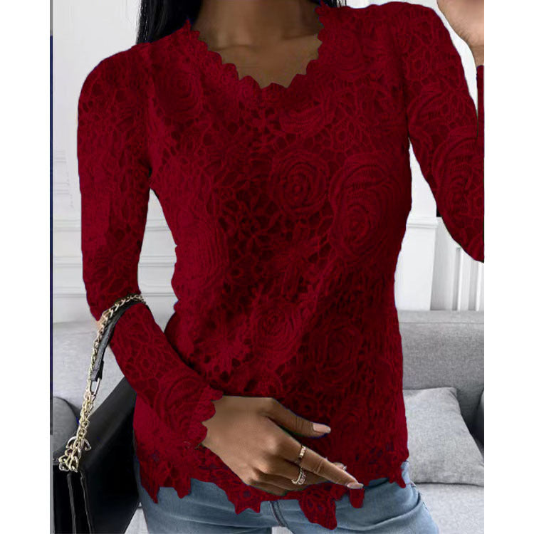 Creative Slim Fit Fit Women's Lace Sleeved Top