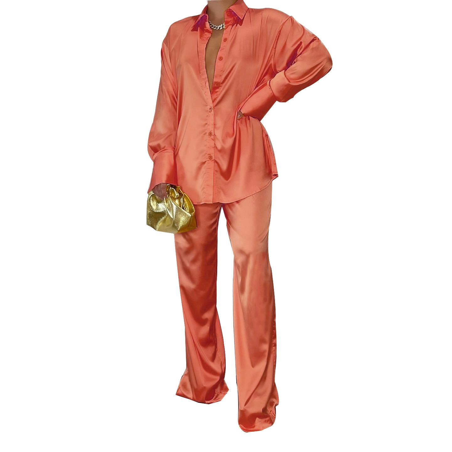 Moda feminina Temperamento comutar o traje de lazer solto multicolor