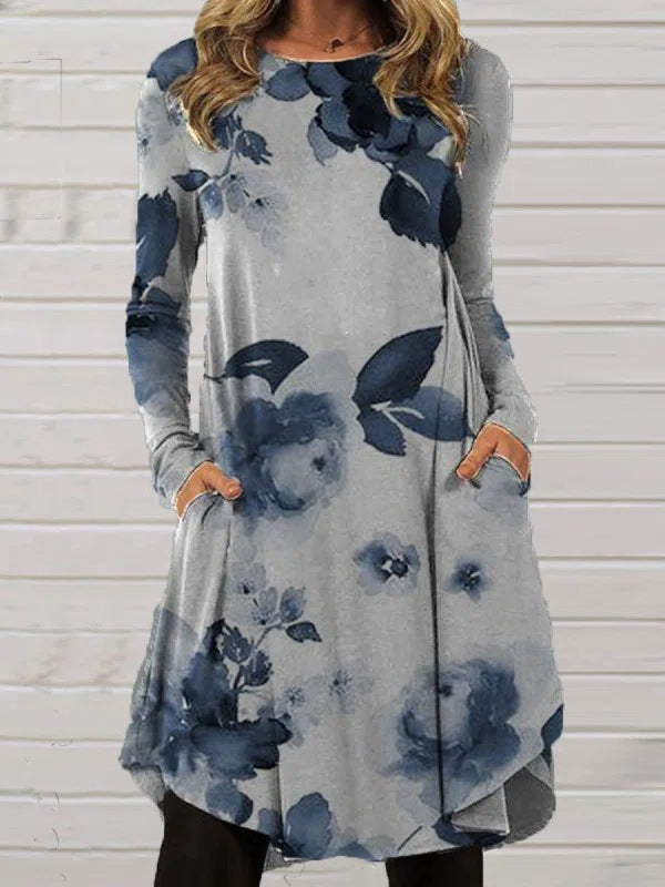 Élégante robe rétro de mode féminine attrayante à impression numérique