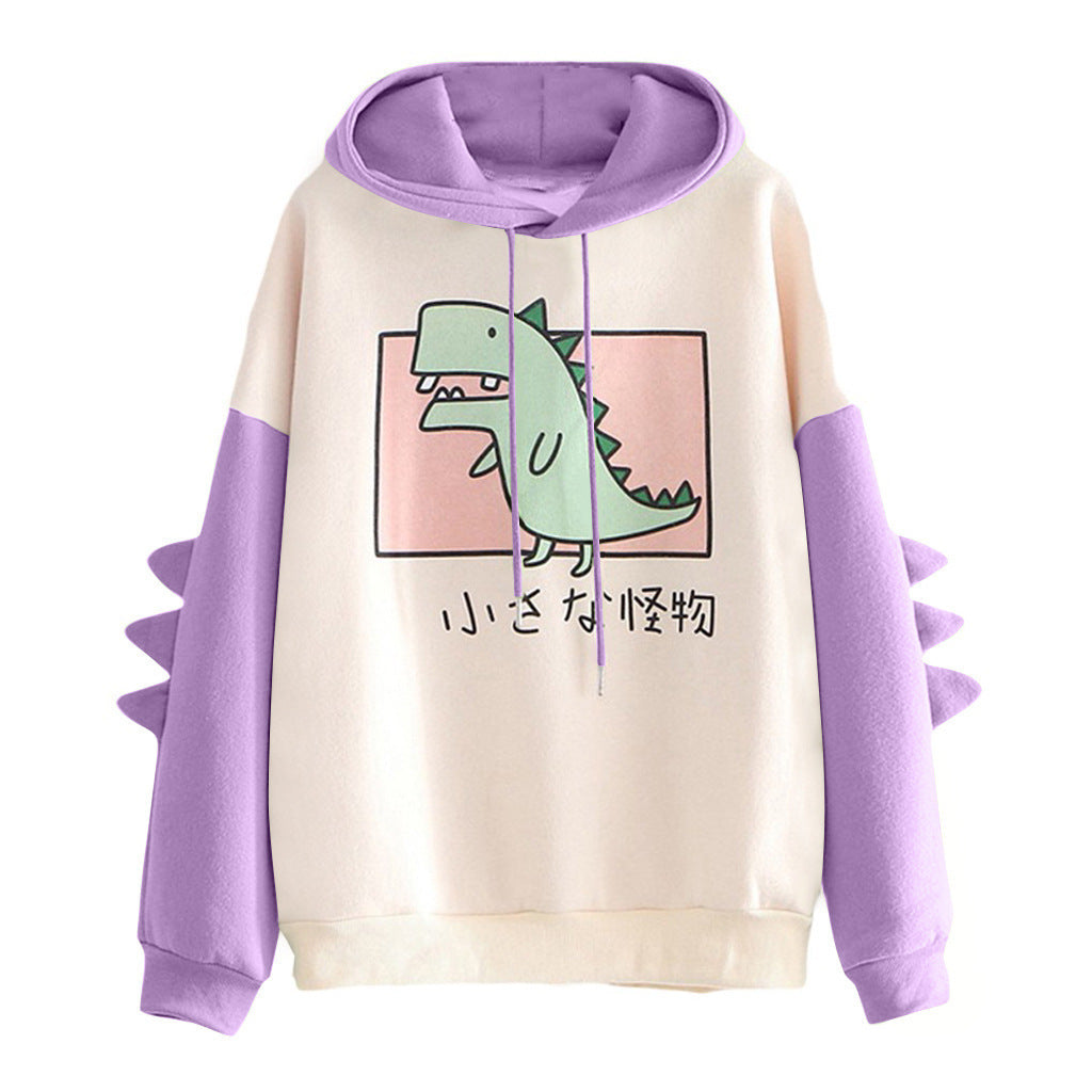 Suéter de invierno para mujeres de color de dinosaurio estampado suelto