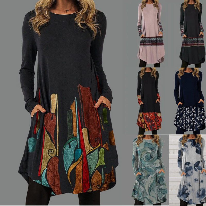 Elegant Digital Printing Attractive Women's Fashion Retro Dress