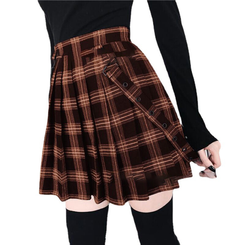 Plaid Impresso Stretch Teenage Girl Lazer de Slimming Swing Skirt