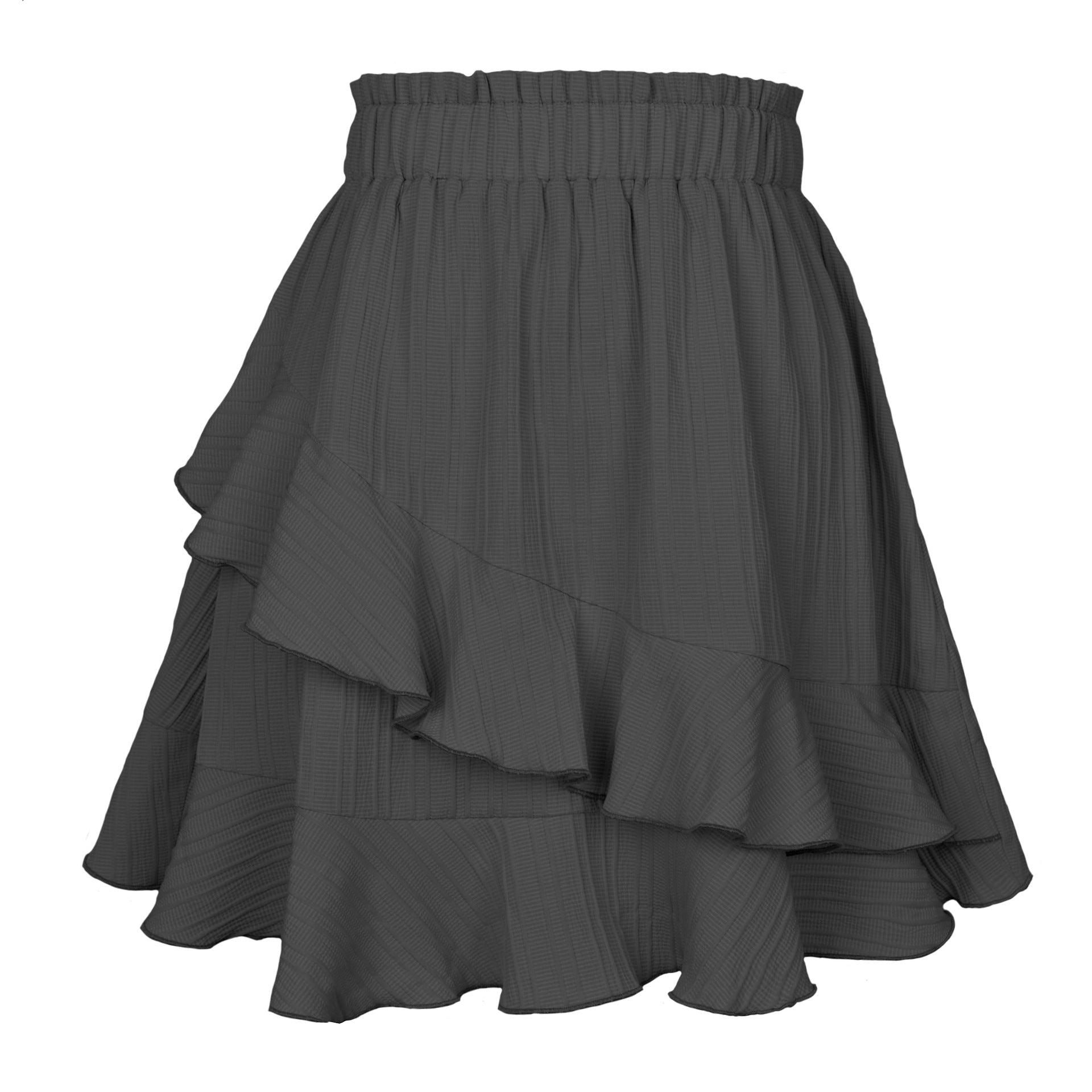 Summer Ruffled Fresh And Sweet Women's High Waist Irregular Solid Color Skirt