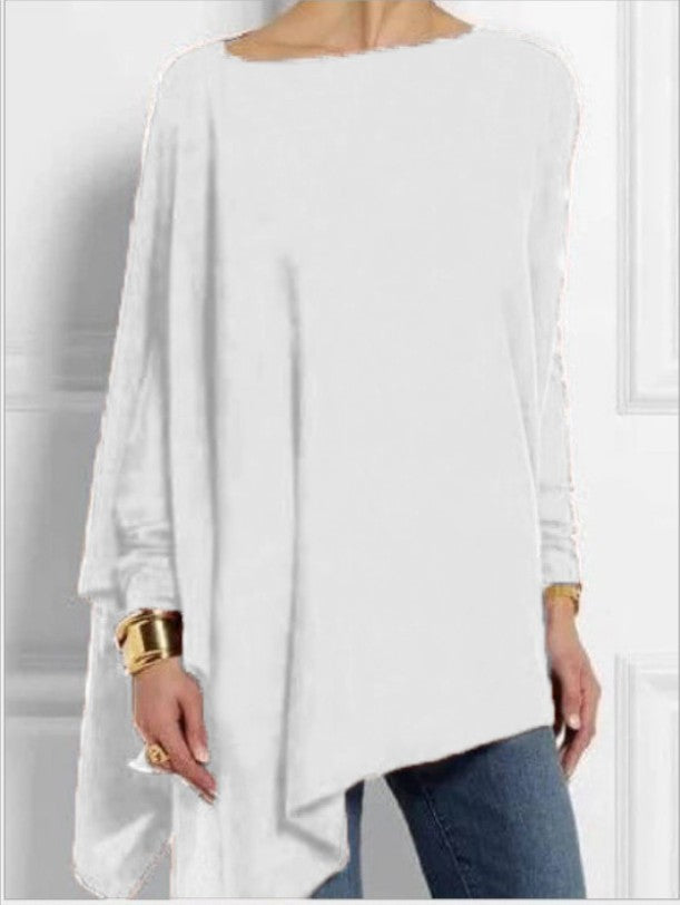 Manica lunga a colori irregolari pullover rotondo t-shirt caglietta casual sciolta