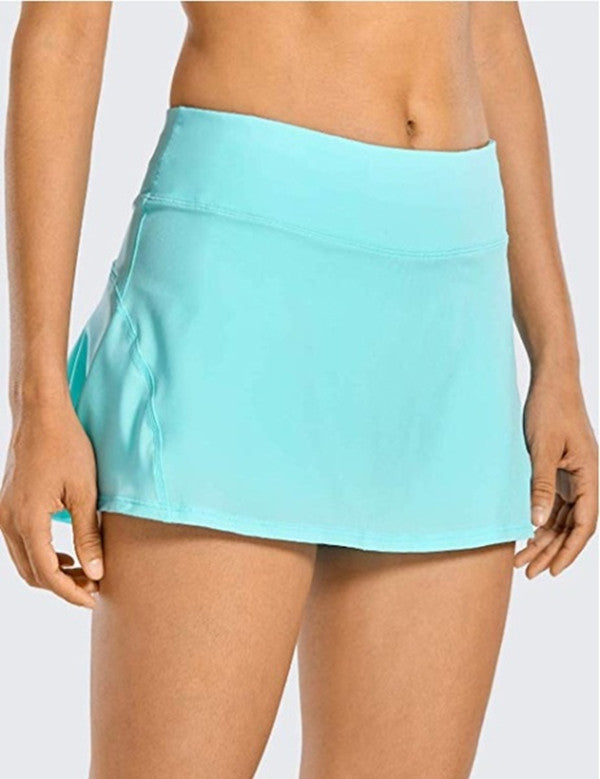 Women's Sports Culottes Mid-waist Pleating Pleated Back Pocket Zipper Shorts