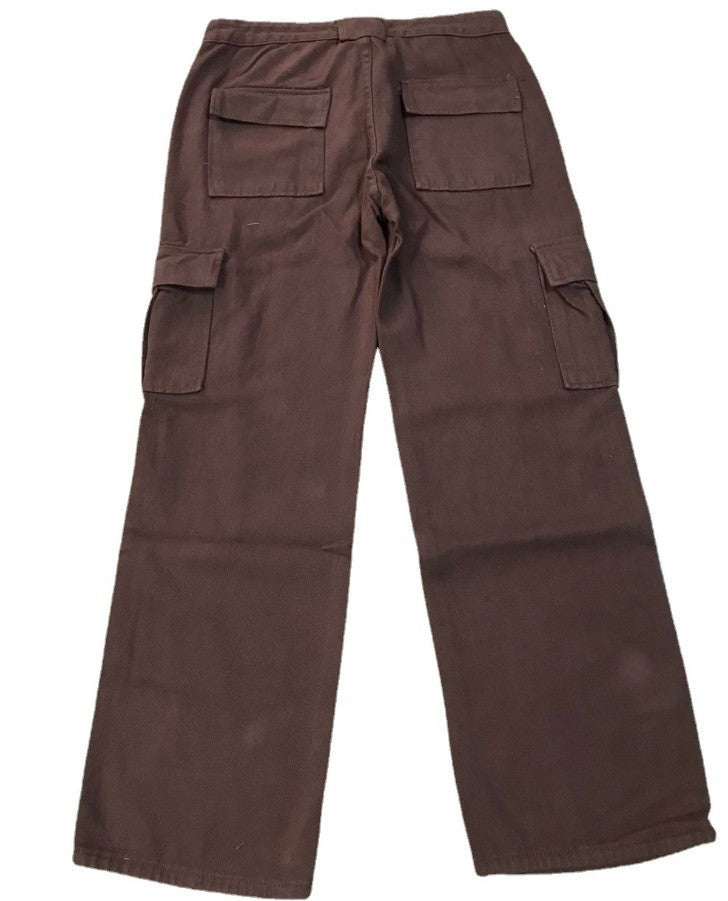 Calça feminina de moda bobagem de bolso de bolso casual calça jeans de cintura média
