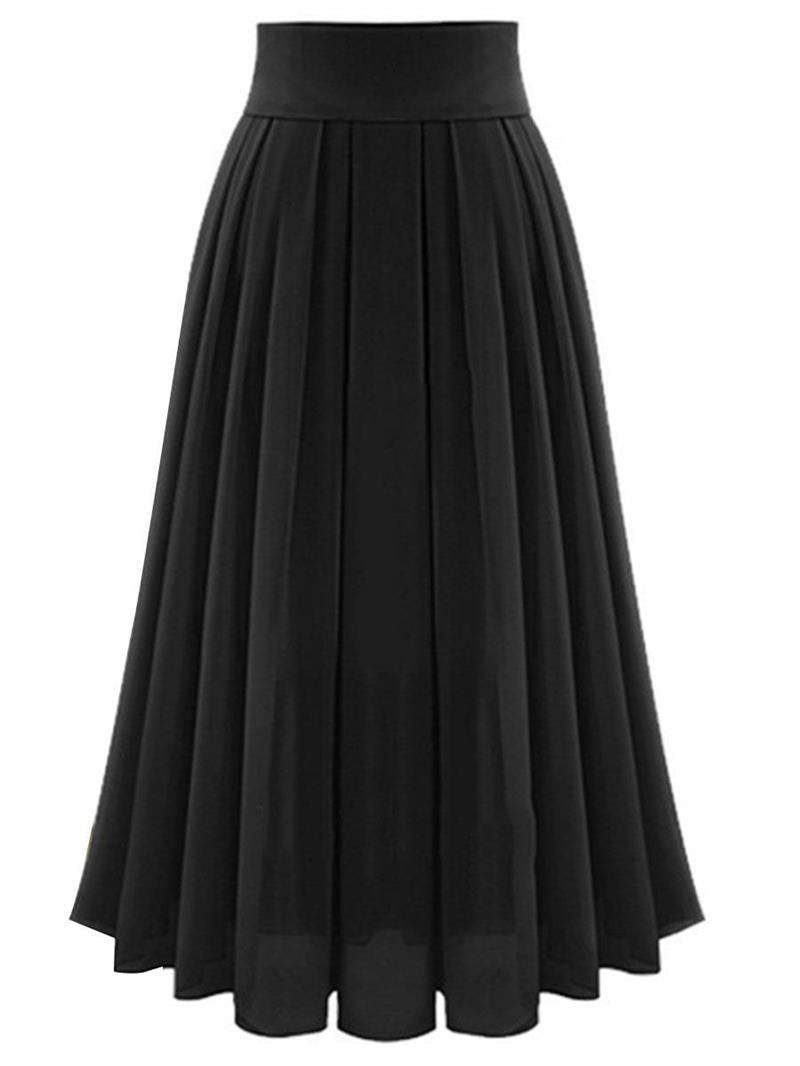 Plus Size Skirt Solid Color High Waist Temperament Commute Super Pleated Chiffon Dress