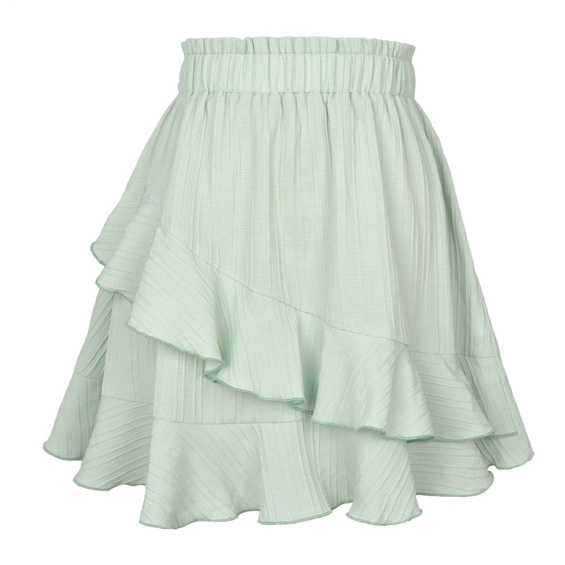 Summer Ruffled Fresh And Sweet Women's High Waist Irregular Solid Color Skirt