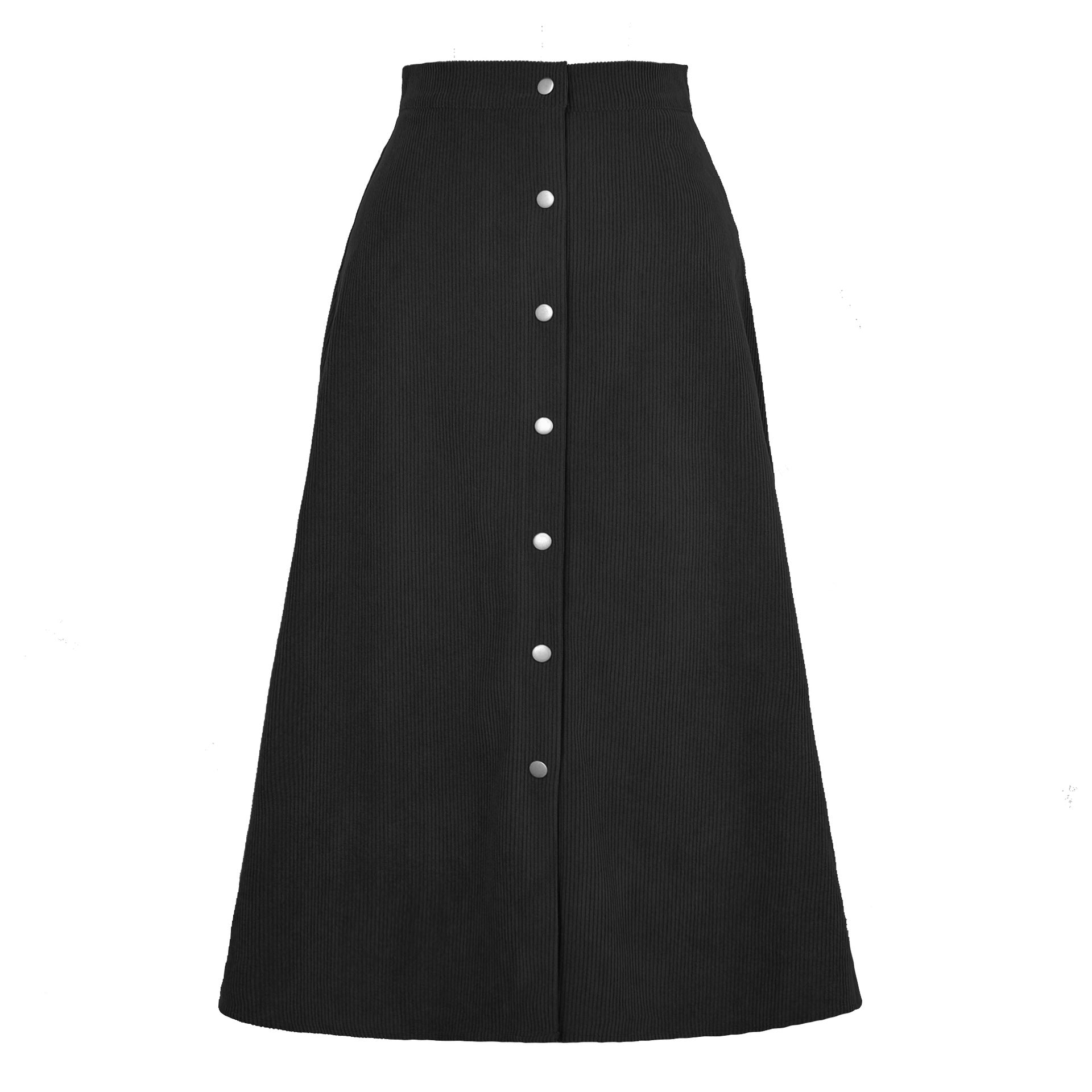 Button Women's Corduroy Single-breasted High Waist Long Skirt