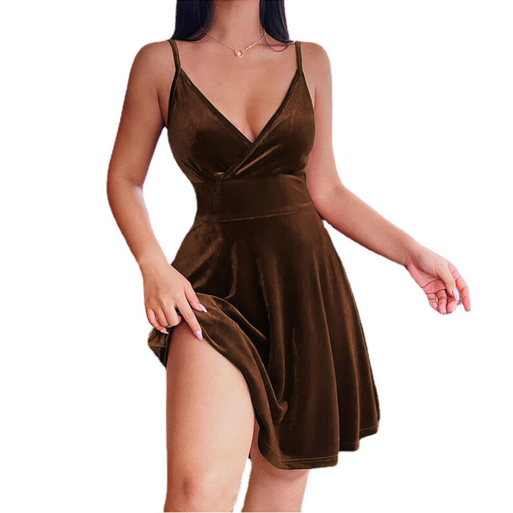 Backless Seksowna wysoka talia niska niska V-deck wdzięczna modna impreza wieczorna elegancka spódnica